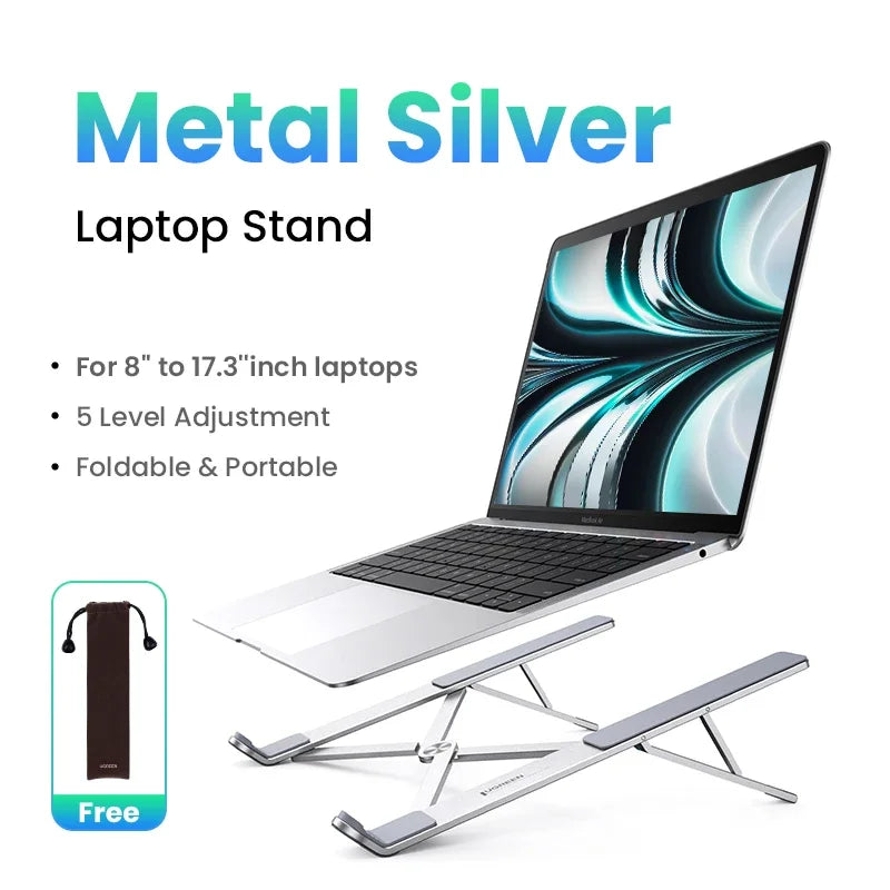UGREEN Adjustable Aluminum Laptop Stand – Foldable & Portable (Up to 17.3”)