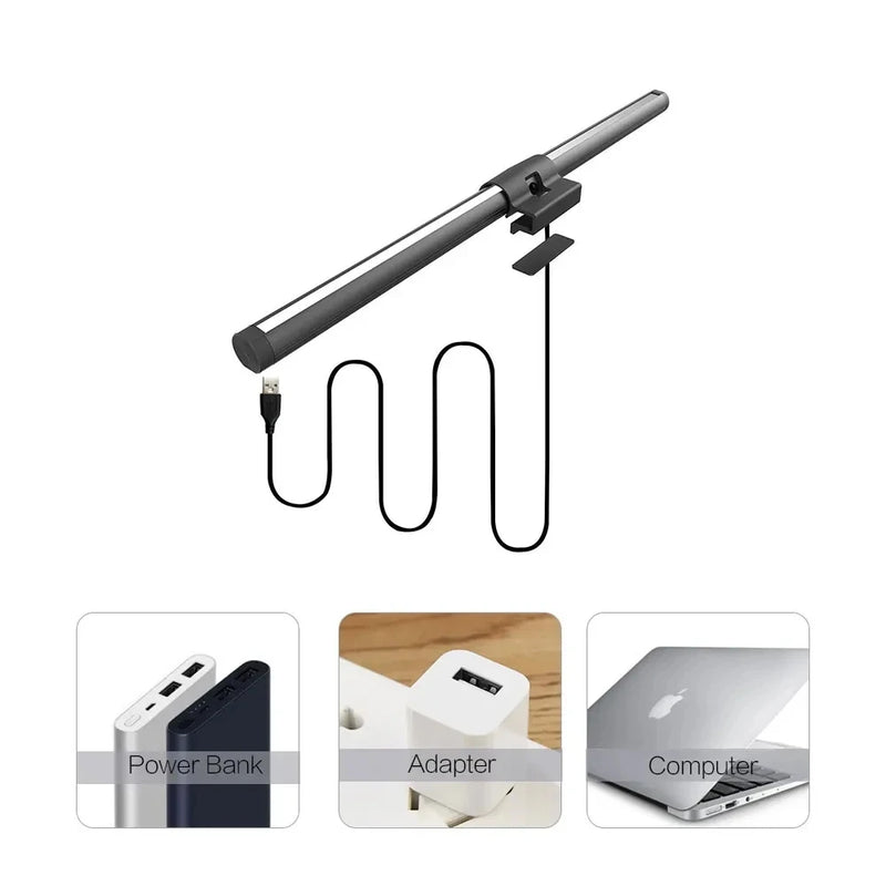 LED Monitor Light Bar – Eye Care Desk Lamp with USB & Dimming