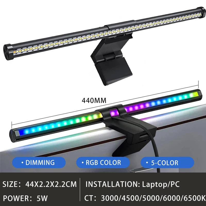 LED Monitor Light Bar – Eye Care Desk Lamp with USB & Dimming