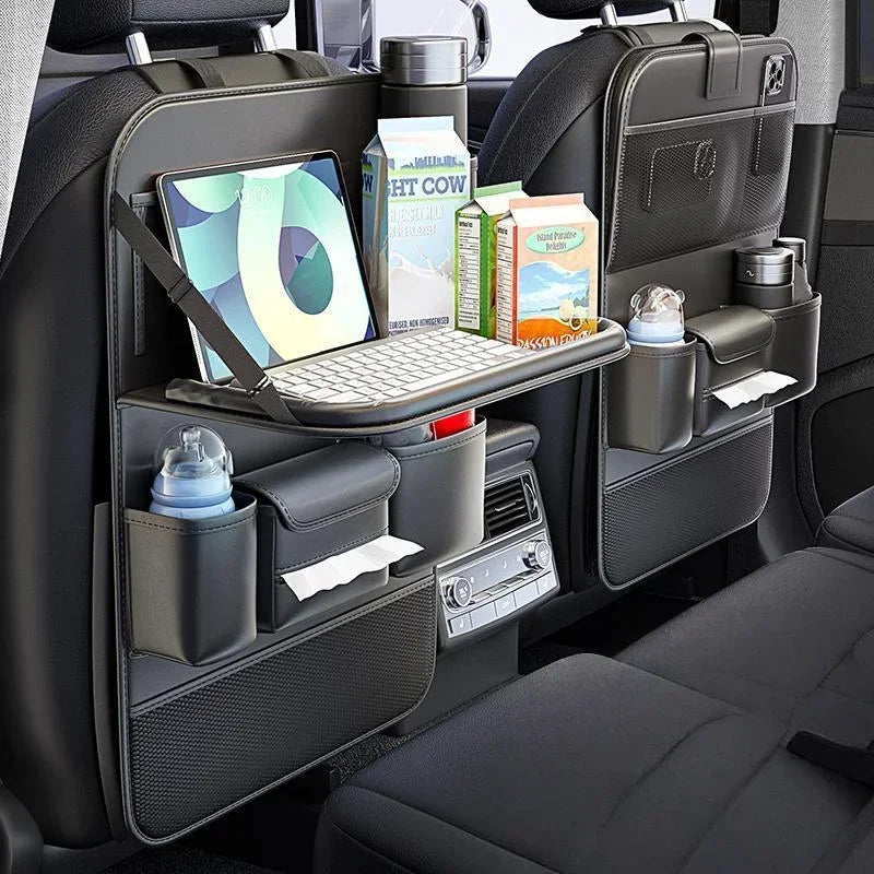 Car Seat Organizer – Faux Leather Backseat Storage with Cup Holder