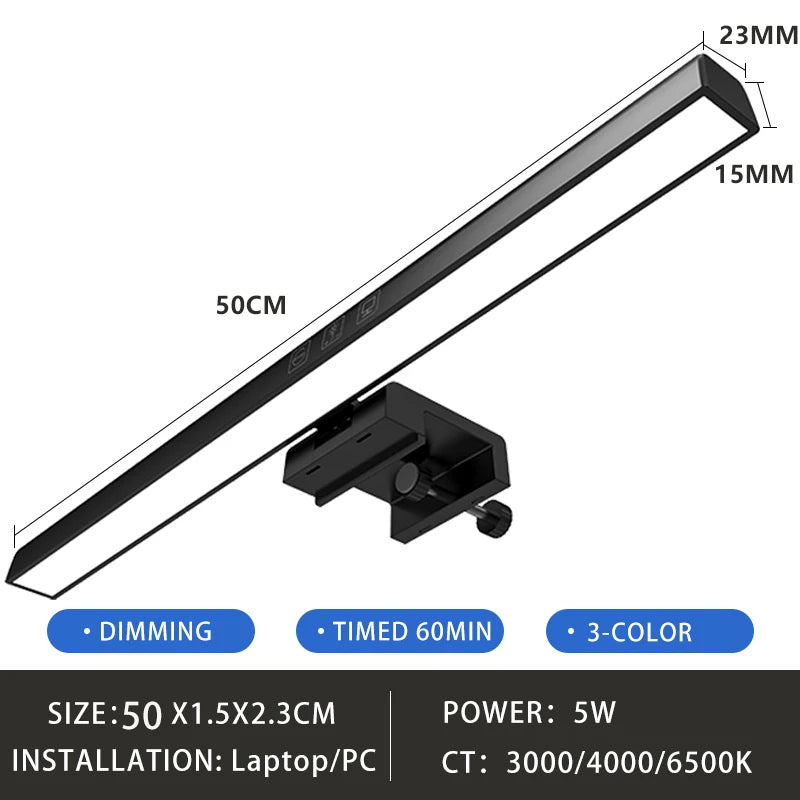 LED Monitor Light Bar – Eye Care Desk Lamp with USB & Dimming